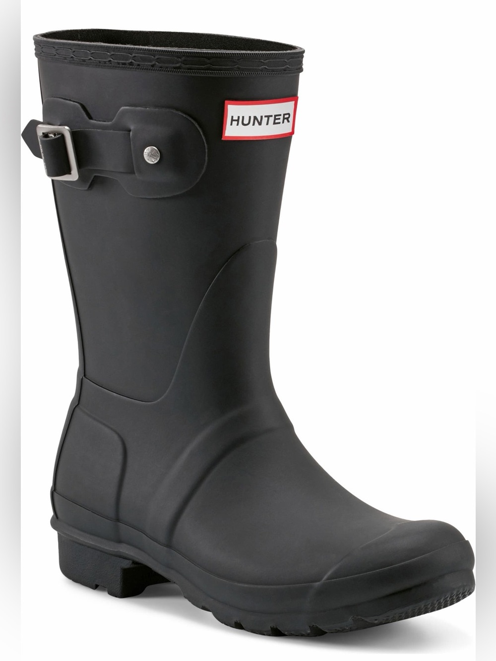HUNTER Womens Original Short Boot Pull On Rain Wellington Boots Matte Black (39)